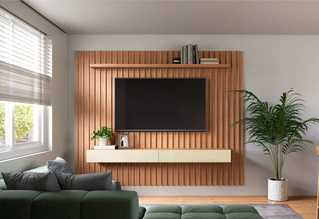 Painel Suspenso até 65″ TB182L Off White/Freijó – DALLA COSTA