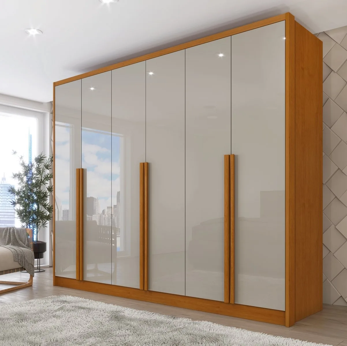 Guarda-Roupa 6 Portas Realeza/Esplendor 2,74 m Cinamomo/Off White – TCIL