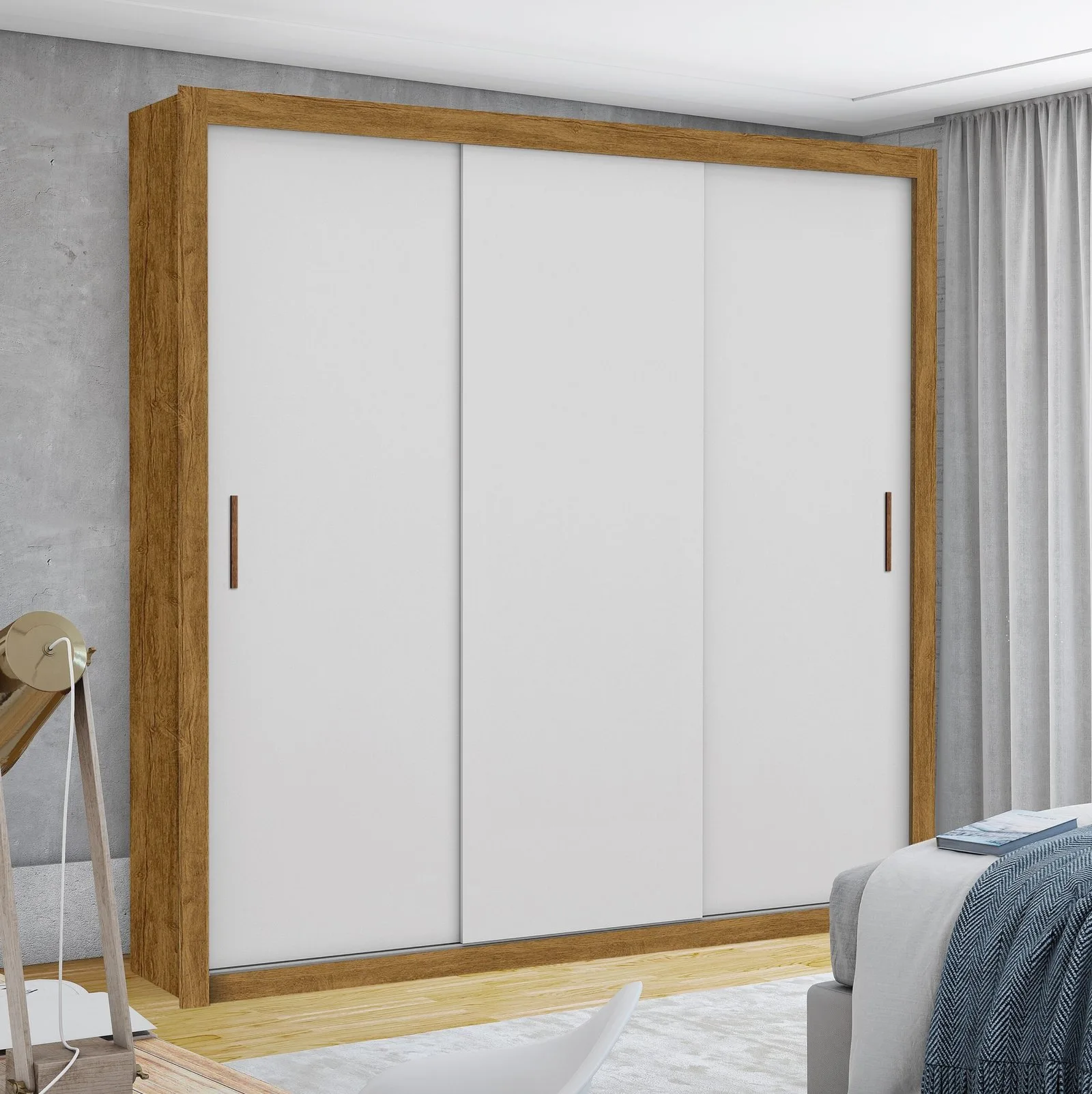 Guarda-Roupa 3 Portas Veneza/Clara/Berlim(Sem Espelho) 1,855 m Cinamomo/Branco – CARIOCA MÓVEIS