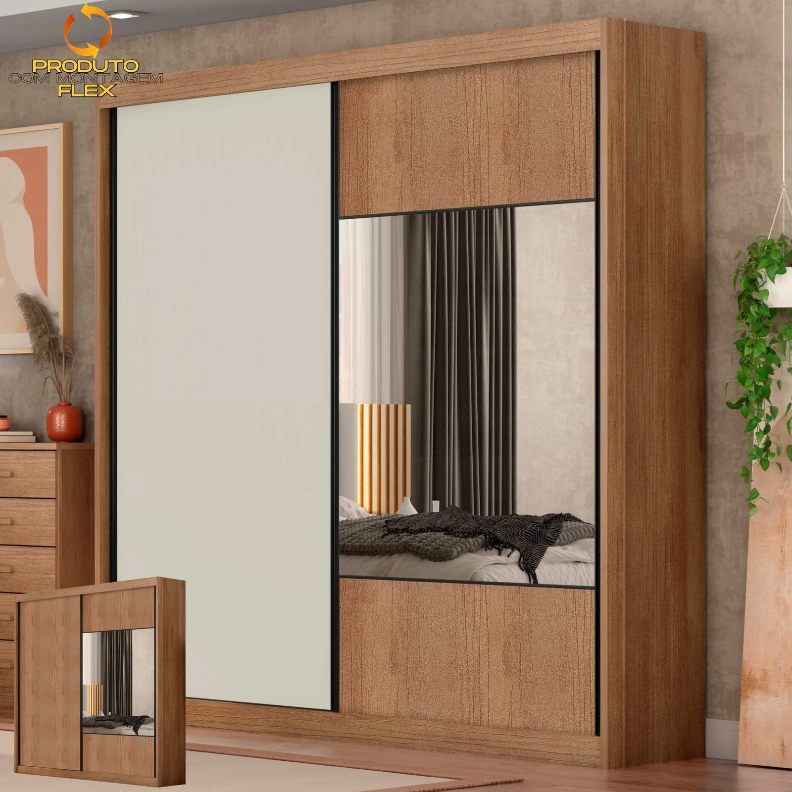 Guarda-Roupa 2 Portas Versatto 2,082 m Cumaru/Fendi/Cumaru – NOVO HORIZONTE