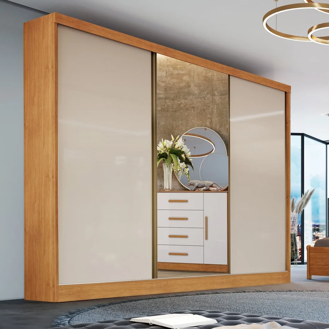 Guarda-Roupa 3 Portas Toronto 2,40 m Nature/Off White – BIANCHI