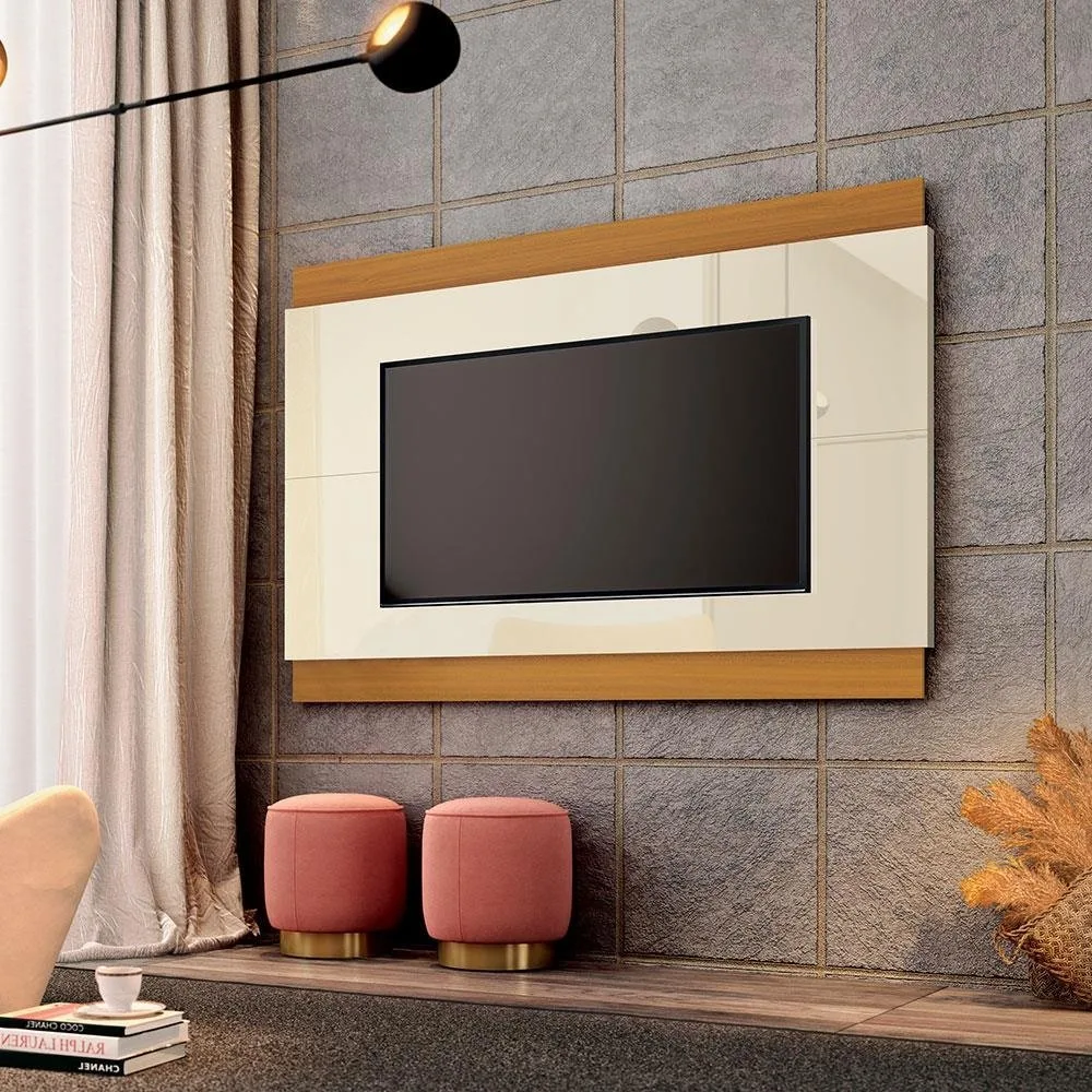 Painel até 75″ Legacy 2.0 Off White/Cedro Natural – EDN MÓVEIS