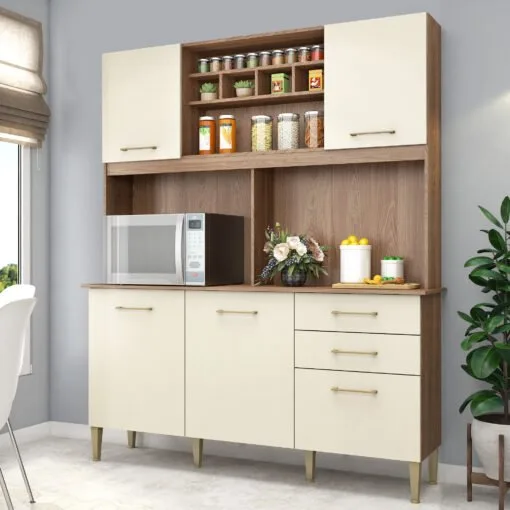 Kit Cozinha Alice/Laura C303 1,62 m Manchester/Champagne – FELLICCI