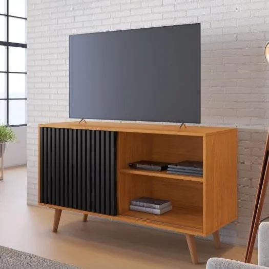 Rack até 43″ Carinho Cinamomo/Preto – JCM MOVELARIA