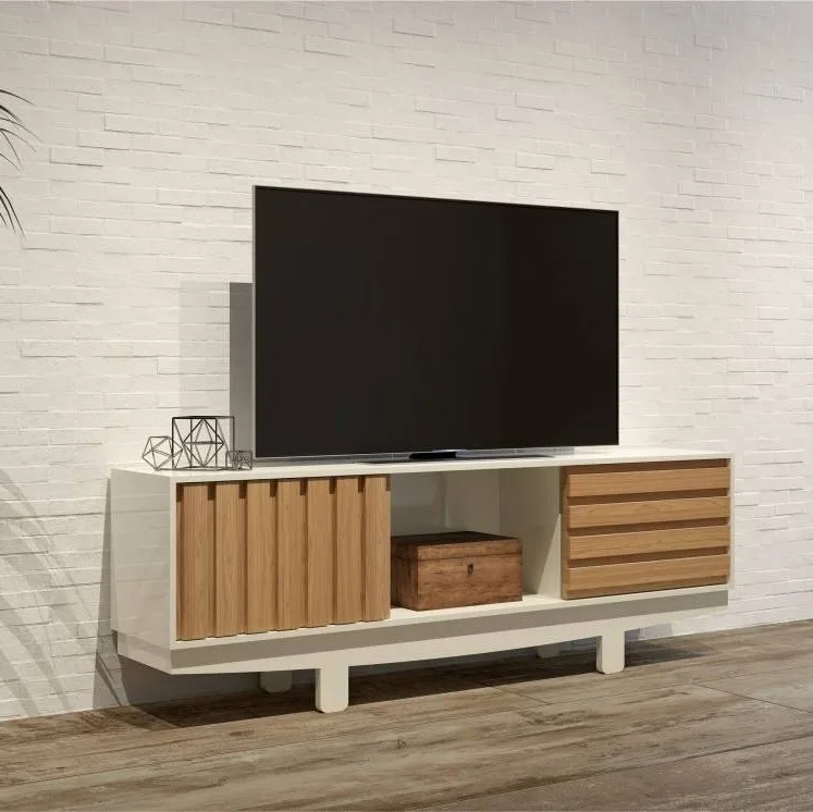 Rack até 60″ Vintage TB220 Off White/Freijó – DALLA COSTA