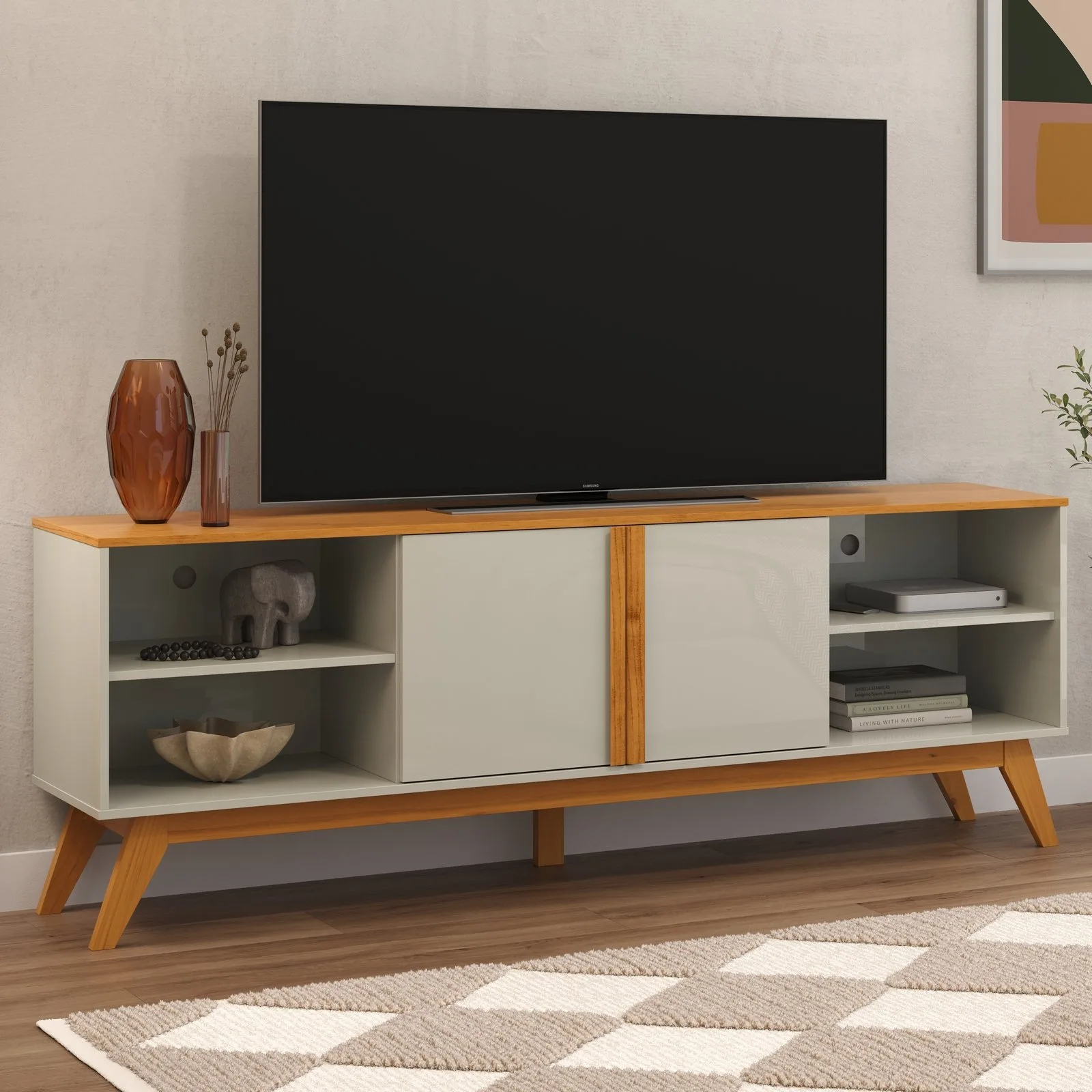 Rack até 75″ Urban 1.8 Off White/Cinamomo – PATRIMAR