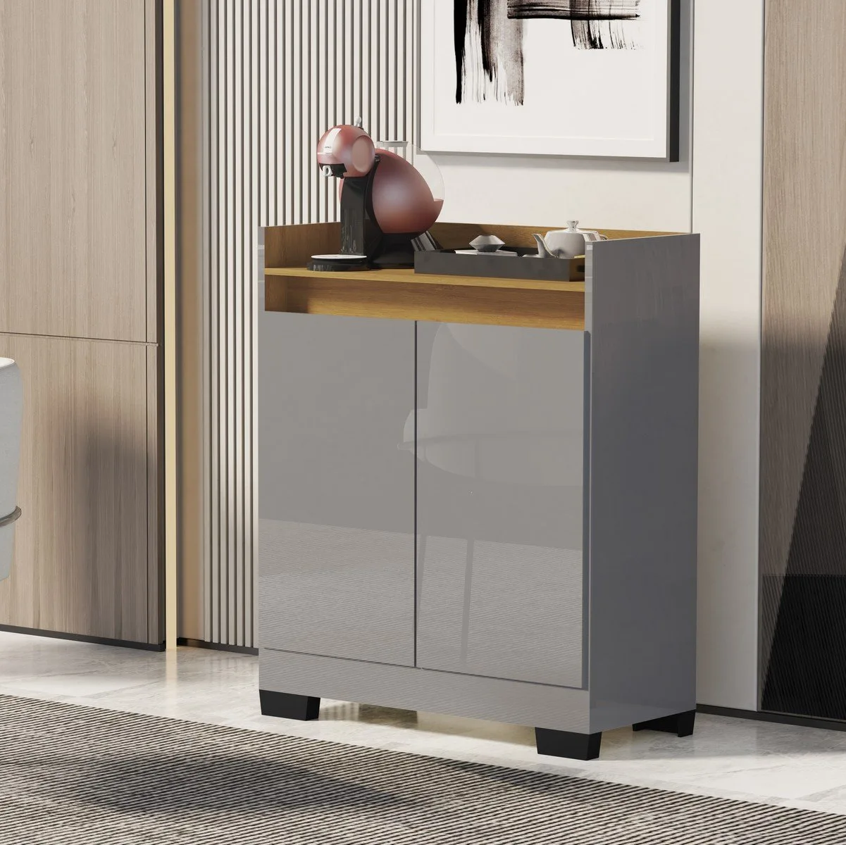 Buffet 2 Portas Real Cinza/Mel – MÓVEIS PRIMUS